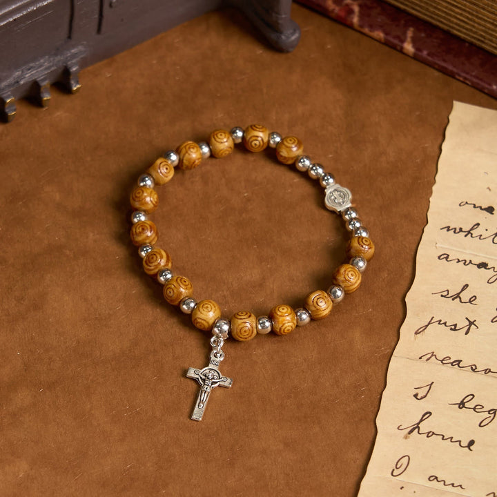 Jesus Icon Crucifix Rose Bracelet: Handmade Spiritual Jewelry with Exquisite Craftsmanship