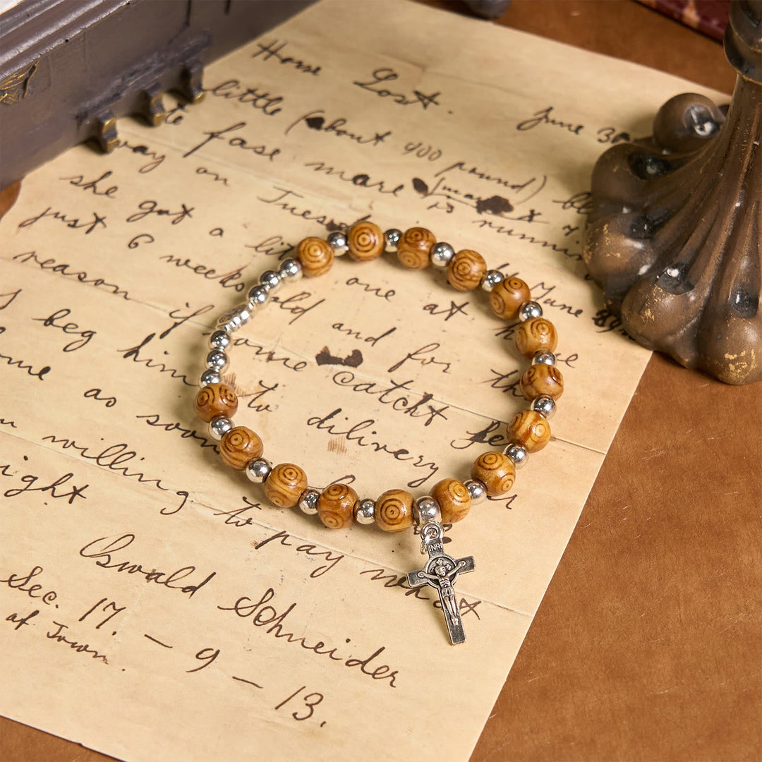 Jesus Icon Crucifix Rose Bracelet: Handmade Spiritual Jewelry with Exquisite Craftsmanship