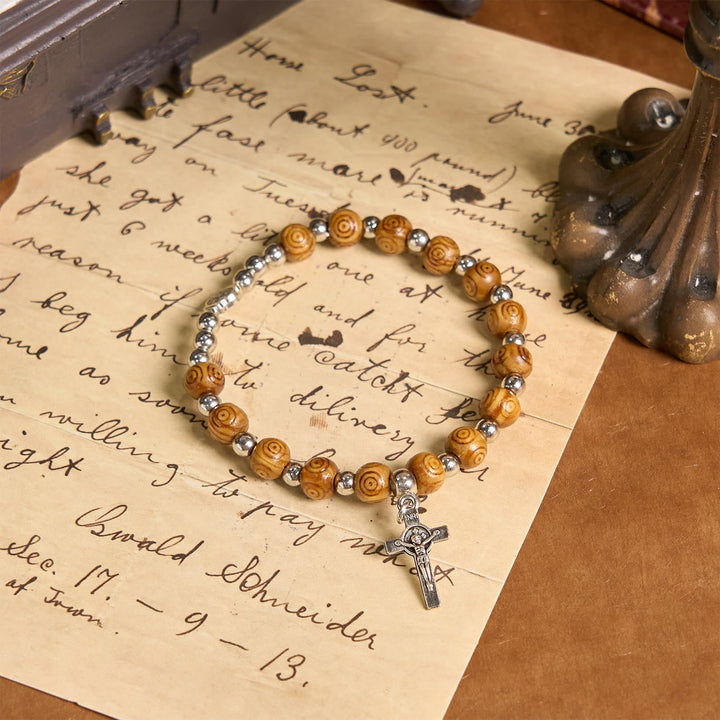 Jesus Icon Crucifix Rose Bracelet: Handmade Spiritual Jewelry with Exquisite Craftsmanship