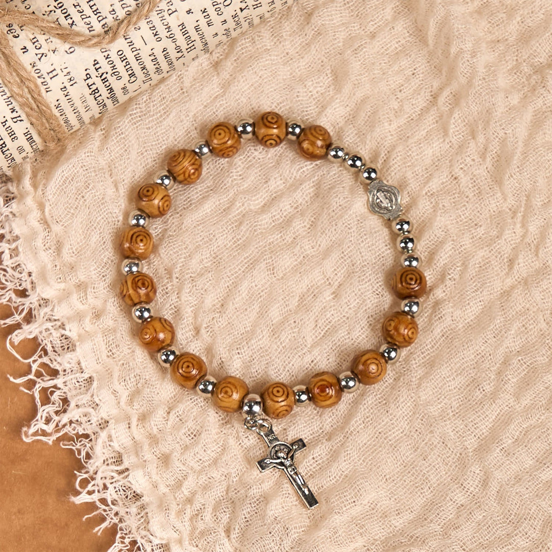Jesus Icon Crucifix Rose Bracelet: Handmade Spiritual Jewelry with Exquisite Craftsmanship