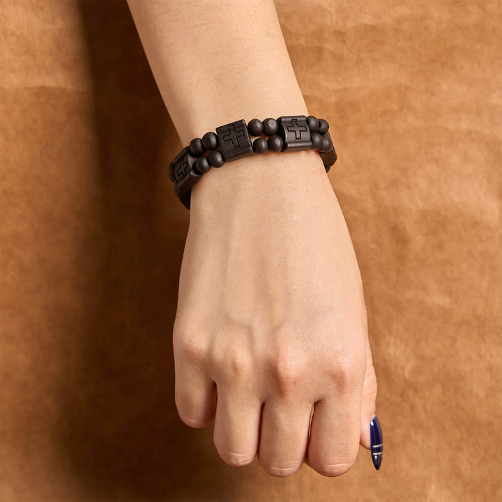 3colors Cross Wooden Bracelet: Symbol of Devotion and Beauty