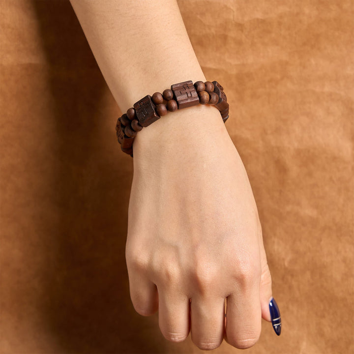 3colors Cross Wooden Bracelet: Symbol of Devotion and Beauty