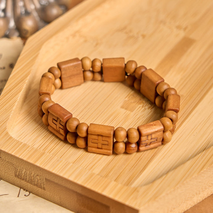3colors Cross Wooden Bracelet: Symbol of Devotion and Beauty