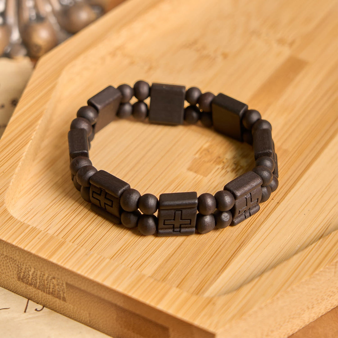3colors Cross Wooden Bracelet: Symbol of Devotion and Beauty