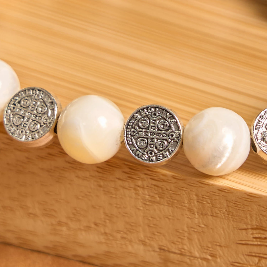 White Beads Crucifix Bracelet: A Stylish Token of Devotion