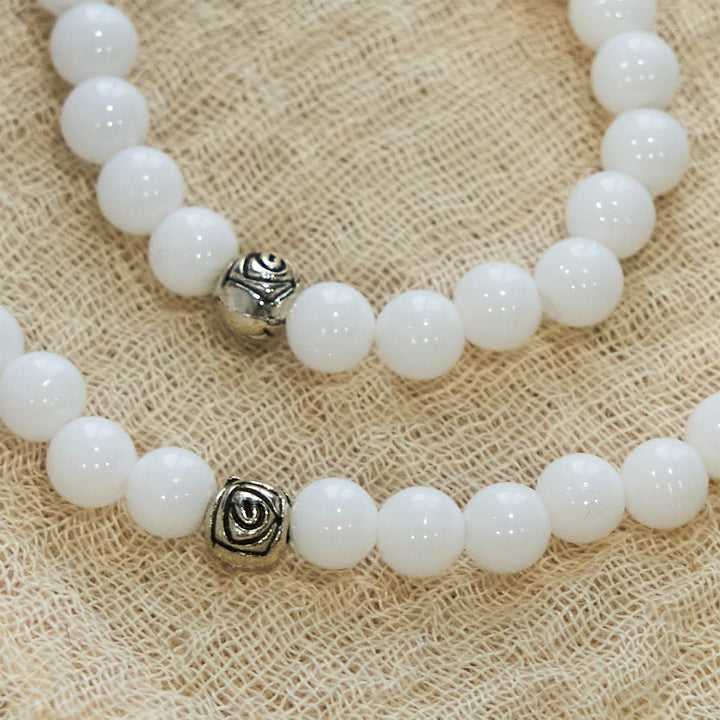6mm White Bead Miraculous Medal & Crucifix Rosary Bracelet: A Symbol of Faith
