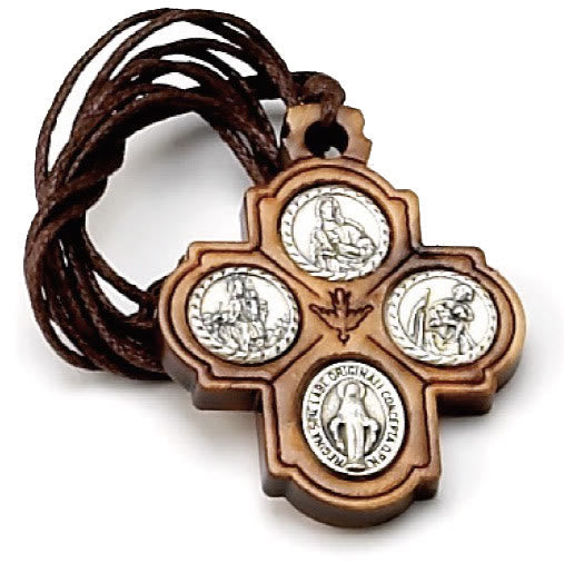 5 in 1 Olive Wood Carmelite Cross Necklace