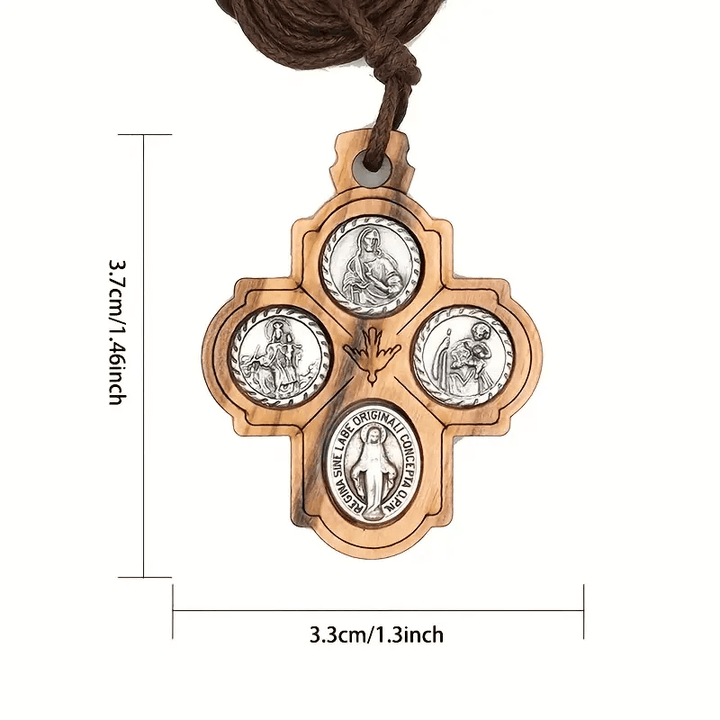Classic Olive Wood Four Way Cross Necklace: A Rare and Sacred Token of Faith
