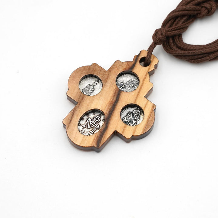 Classic Olive Wood Four Way Cross Necklace: A Rare and Sacred Token of Faith