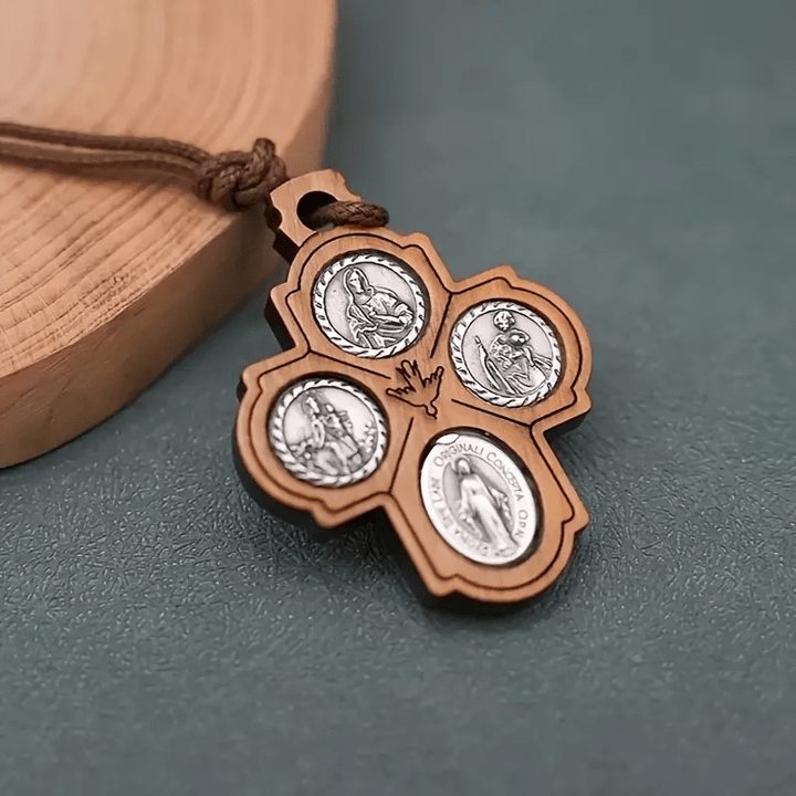 Classic Olive Wood Four Way Cross Necklace: A Rare and Sacred Token of Faith