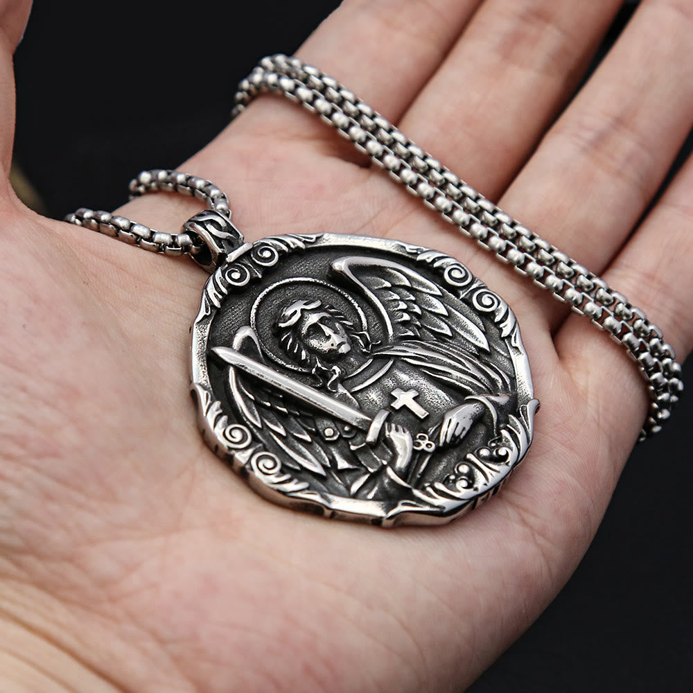Cross Angel Wings Stainless Steel Pendant Necklace Chains