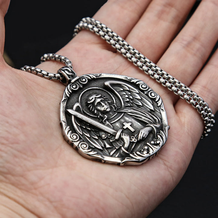 Cross Angel Wings Stainless Steel Pendant Necklace Chains