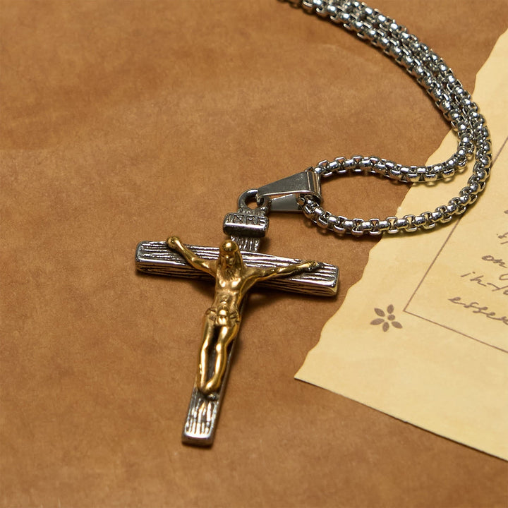 3color Crucifix Pendant Necklace: Divine Amulet of Faith