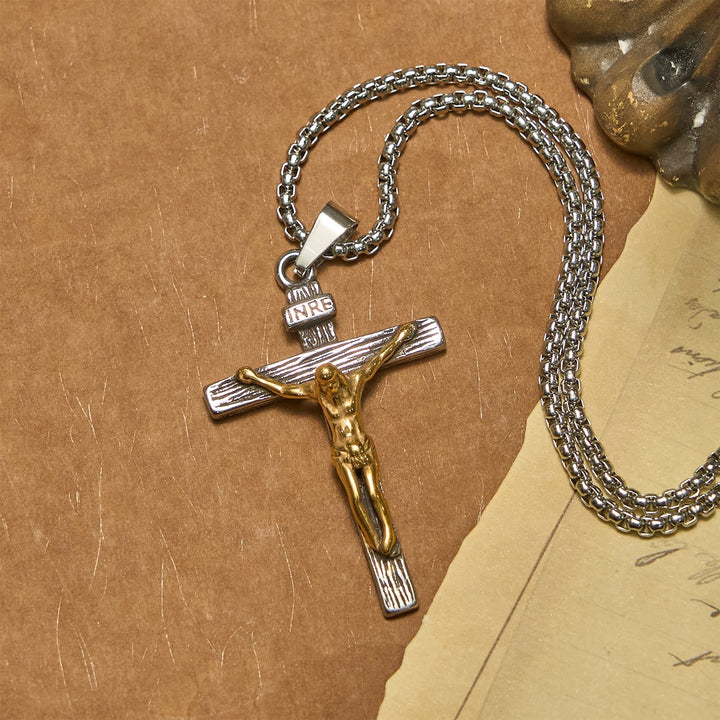 3color Crucifix Pendant Necklace: Divine Amulet of Faith