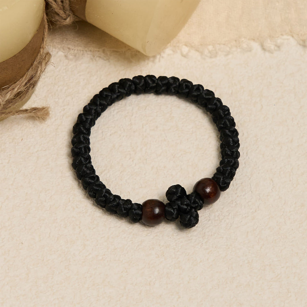 Blue & Black Cross - Knot String Bracelet: A Token of Faith