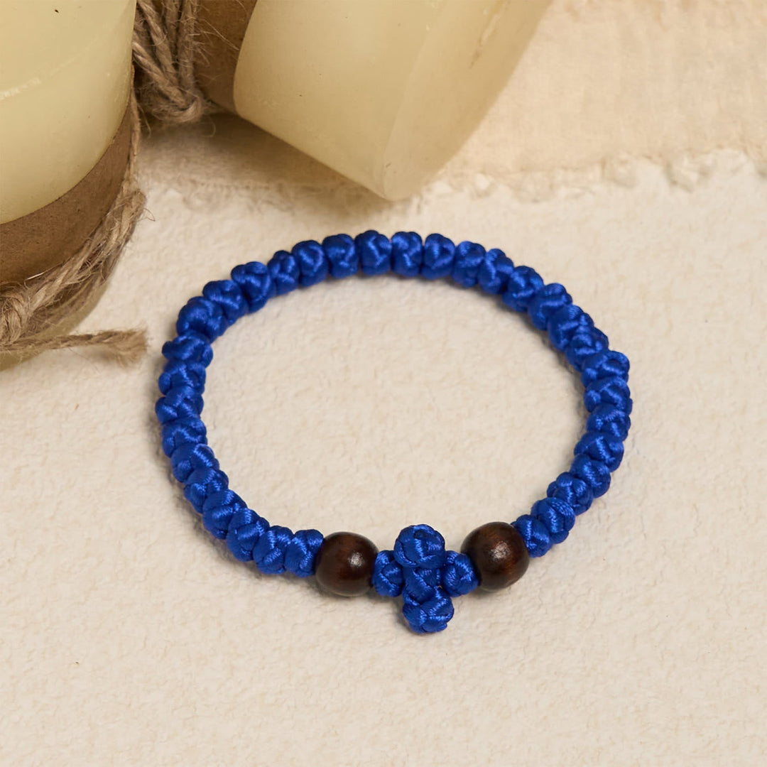 Blue & Black Cross - Knot String Bracelet: A Token of Faith