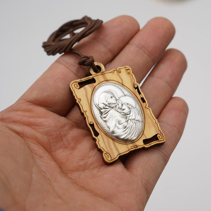 Olive Wood & Metal Virgin Mary Pendant Necklace: A Timeless Devotional Keepsake