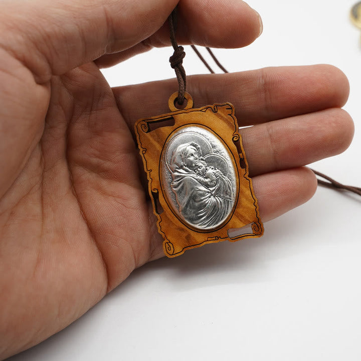 Olive Wood & Metal Virgin Mary Pendant Necklace: A Timeless Devotional Keepsake