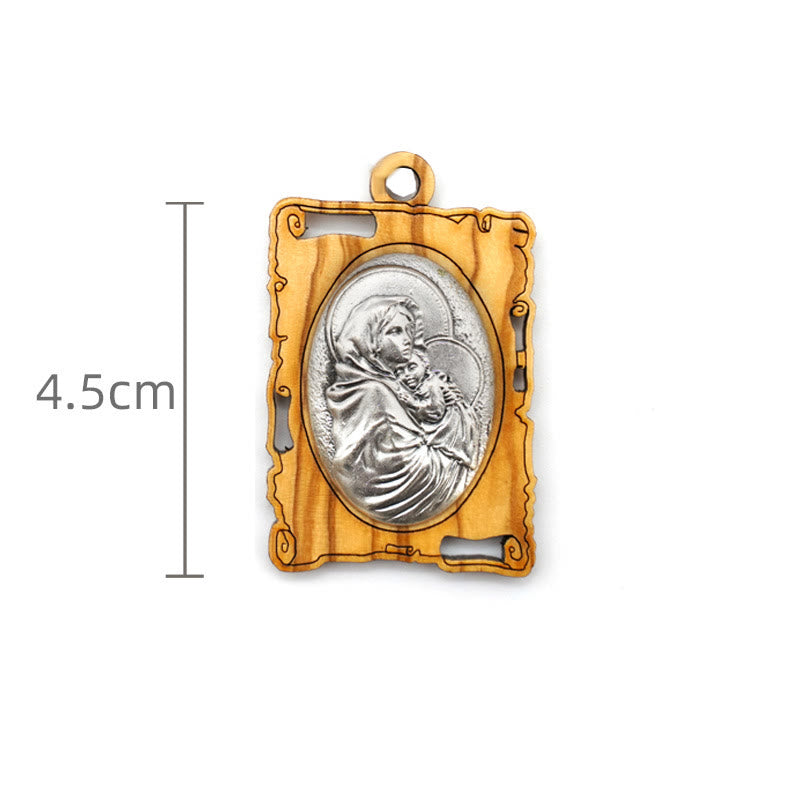 Olive Wood & Metal Virgin Mary Pendant Necklace: A Timeless Devotional Keepsake