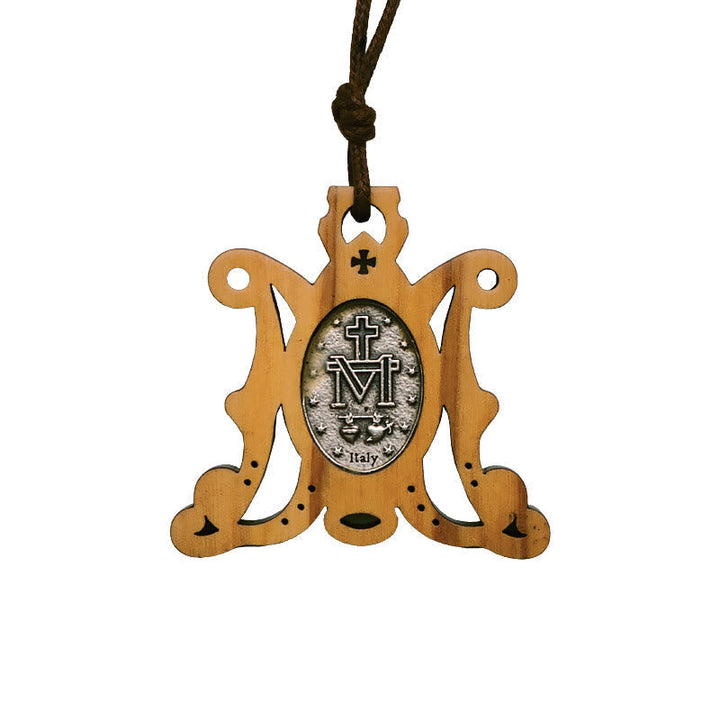 Vintage Olive Wood Miraculous Medal Necklace: A Timeless Emblem of Divine Grace