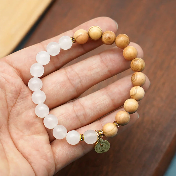 Red Agate & White Chalcedony Beads With Our Lady Pendant Bracelets: A Token of Devotion