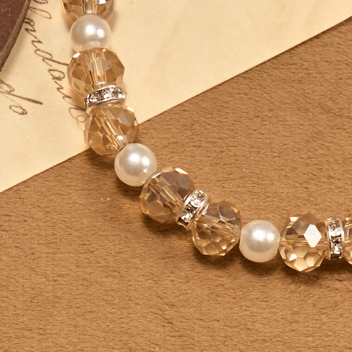 Modern Clear Crystal Stretch Braceletwith Crucifix & Miraculous Medal: Contemporary Faith Statement