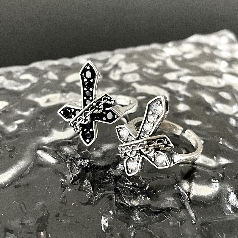 2colors Modern Ring with Cross & Regal Crown: Bold Fusion of Faith and Royalty