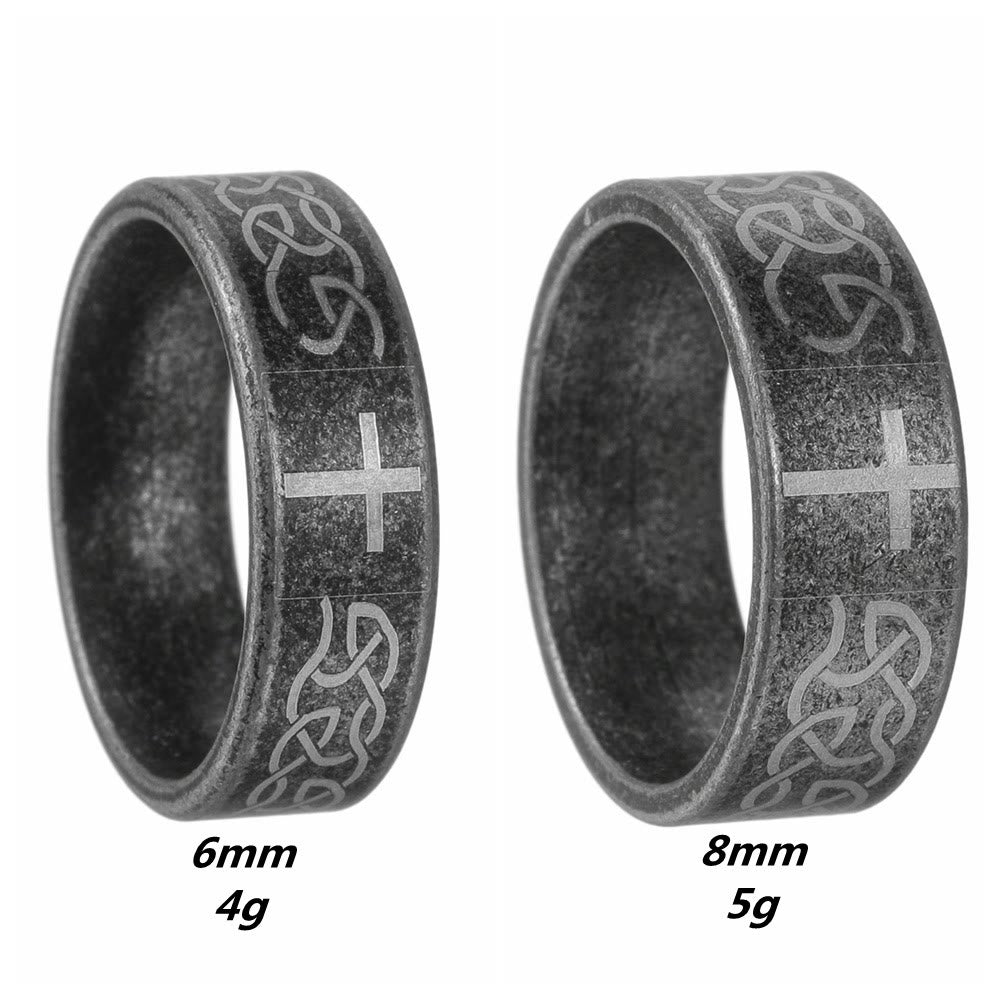 Artisanal Aged 925 Silver Ring with Celtic Knot & Cross: Expression of Faithful Identity