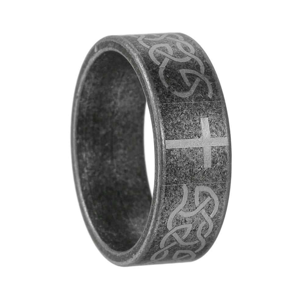 Artisanal Aged 925 Silver Ring with Celtic Knot & Cross: Expression of Faithful Identity