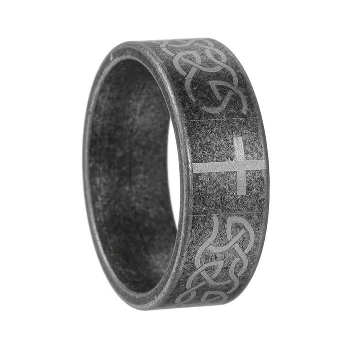 Artisanal Aged 925 Silver Ring with Celtic Knot & Cross: Expression of Faithful Identity