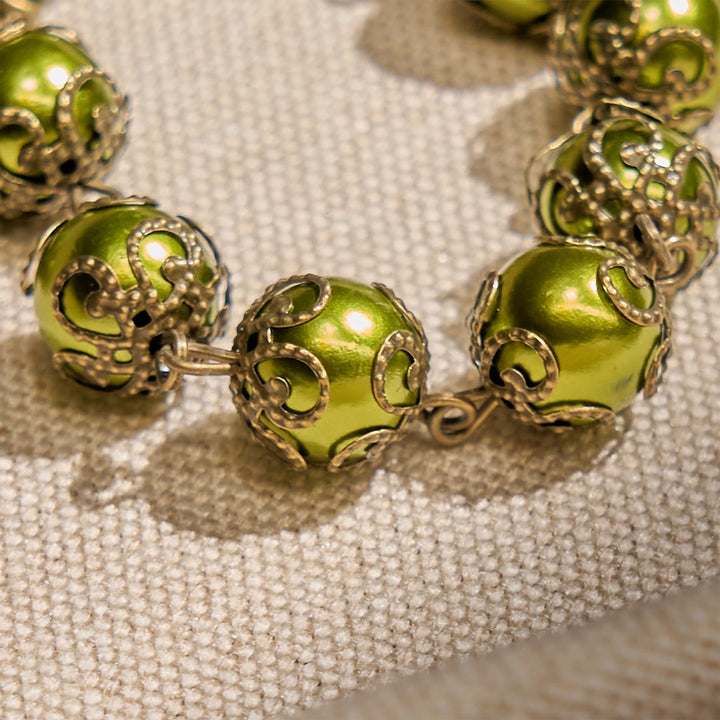 Matte Verdigris Beads with Bronze St. Benedict Medal & Crucifix Bracelet: Find Peace in Subtle Sacredness