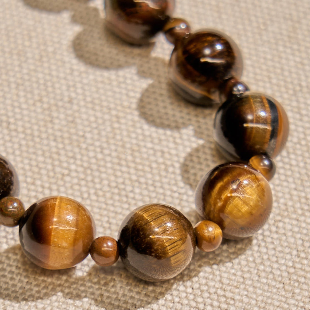 10mm Yellow Tiger's Eye Stone One Decade Rosary Bracelet