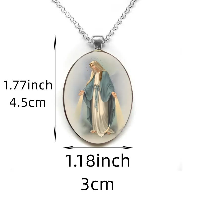 Pray Virgin Mary Blessed Pendant Miraculous Medal Necklace