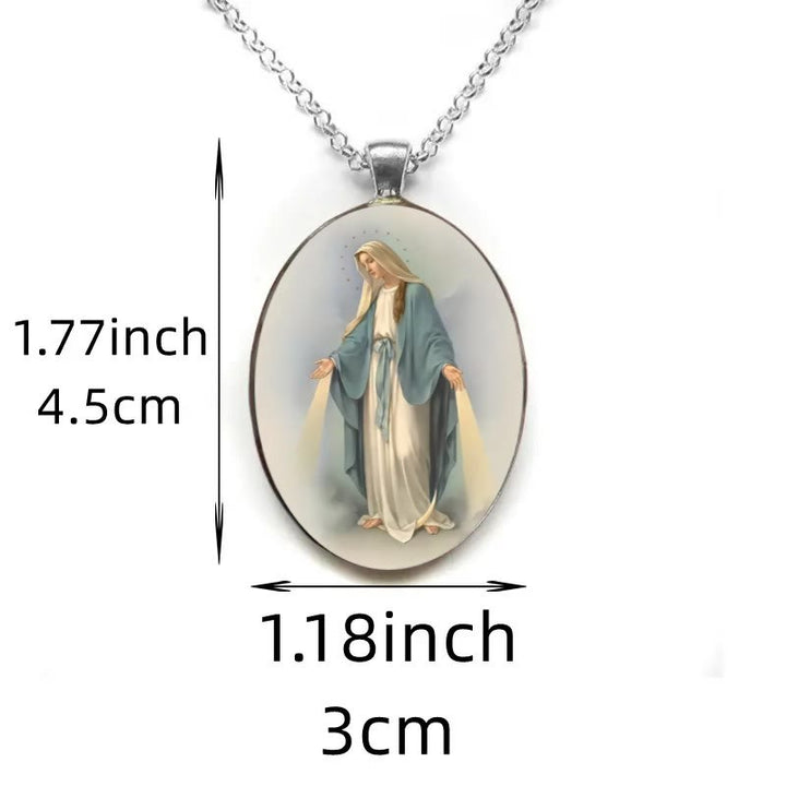 Pray Virgin Mary Blessed Pendant Miraculous Medal Necklace
