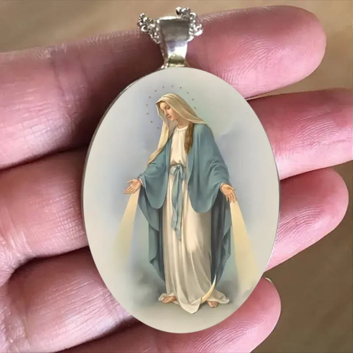 Pray Virgin Mary Blessed Pendant Miraculous Medal Necklace
