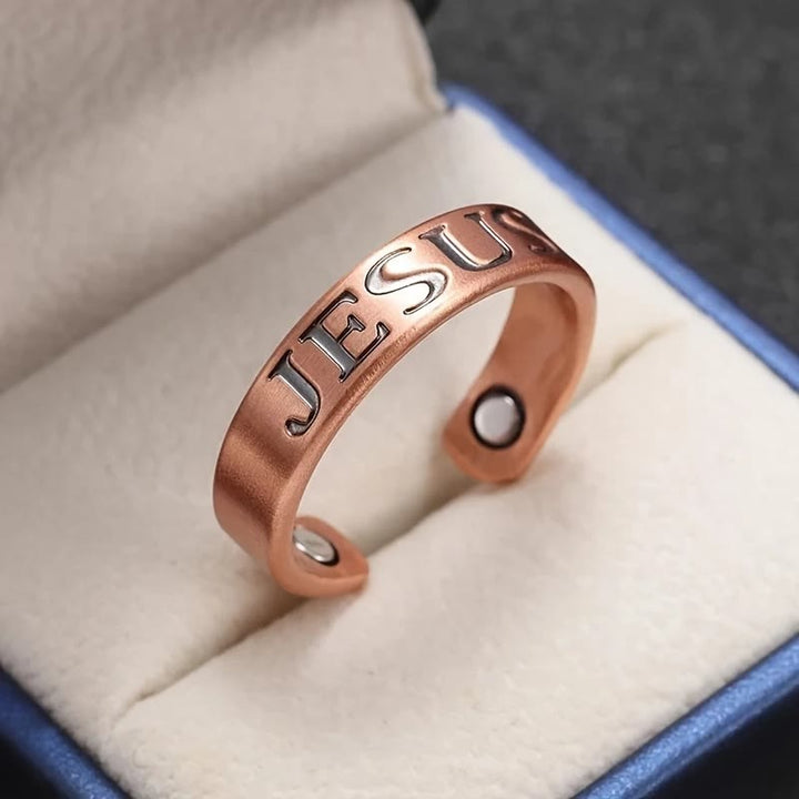 Minimalist Jesus Symbol Adjustable Copper Ring: Distinctive Sign of Faith