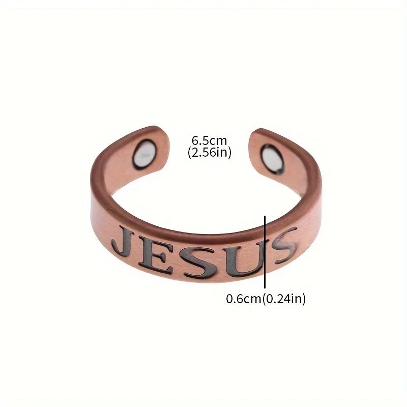 Minimalist Jesus Symbol Adjustable Copper Ring: Distinctive Sign of Faith