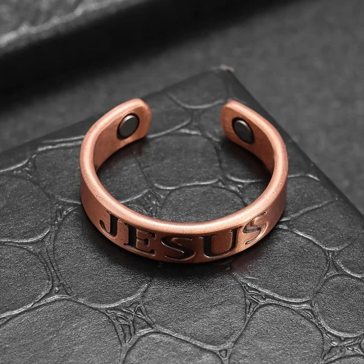 Minimalist Jesus Symbol Adjustable Copper Ring: Distinctive Sign of Faith