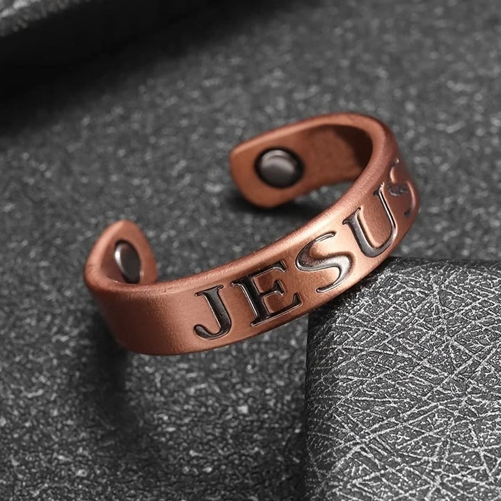 Minimalist Jesus Symbol Adjustable Copper Ring: Distinctive Sign of Faith