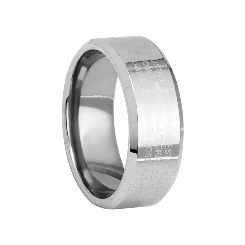 Minimalist 8mm Holy Verse Tri-Color Ring with Cross Motif: Wear Your Faith