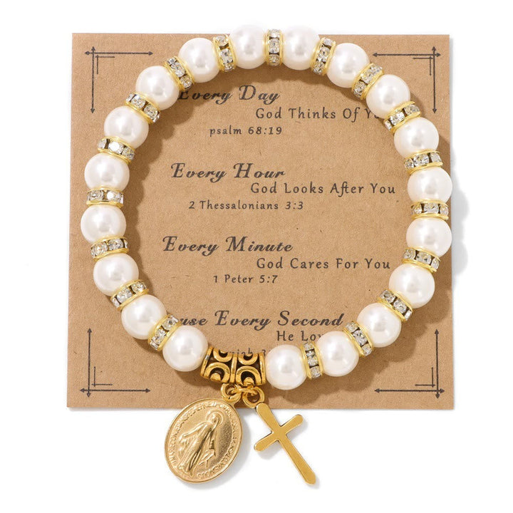 PRAYERFUL FAITH: Elegant Miraculous Medal White Bracelet with Bible Verse Card