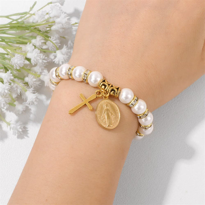 PRAYERFUL FAITH: Elegant Miraculous Medal White Bracelet with Bible Verse Card