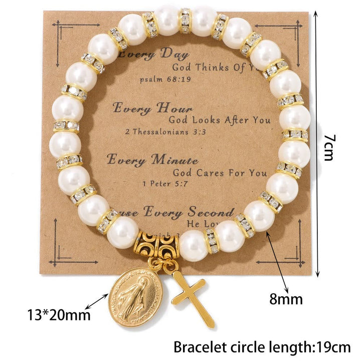 PRAYERFUL FAITH: Elegant Miraculous Medal White Bracelet with Bible Verse Card