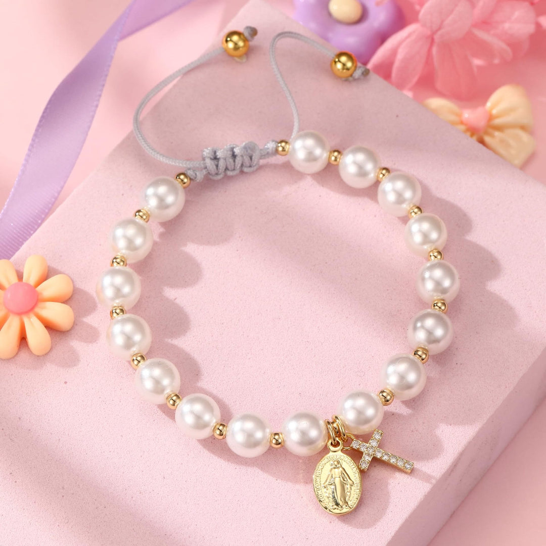 PRAYERFUL FAITH: Elegant Miraculous Medal White Bracelet with Bible Verse Card