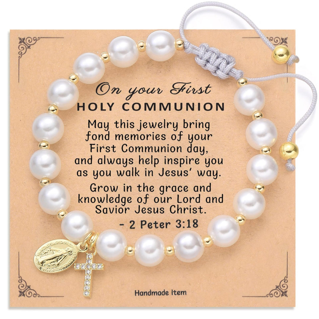 PRAYERFUL FAITH: Elegant Miraculous Medal White Bracelet with Bible Verse Card