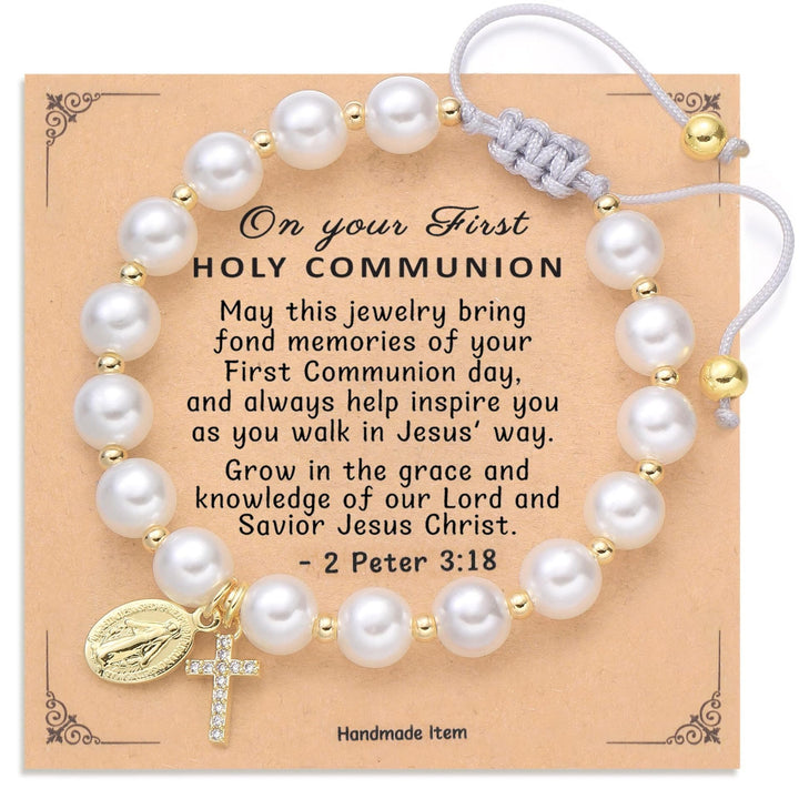 PRAYERFUL FAITH: Elegant Miraculous Medal White Bracelet with Bible Verse Card