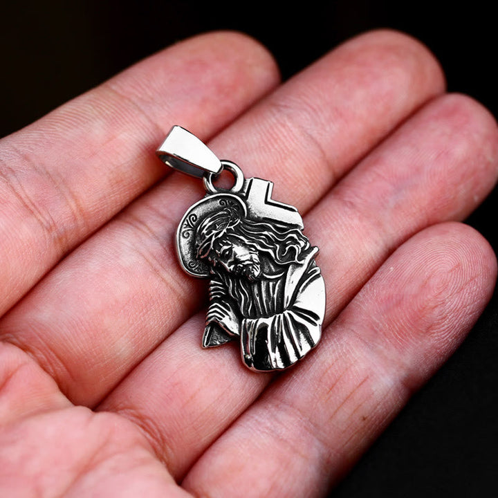 Classic Jesus with Crown of Thorns Cross Pendant Necklace: Soul Meets Blessing