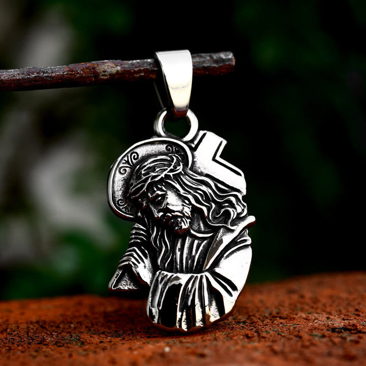 Classic Jesus with Crown of Thorns Cross Pendant Necklace: Soul Meets Blessing
