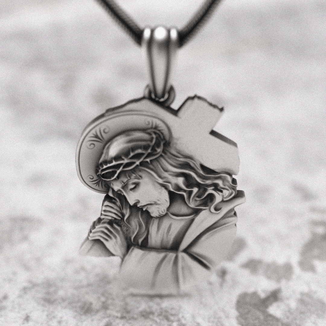 Classic Jesus with Crown of Thorns Cross Pendant Necklace: Soul Meets Blessing