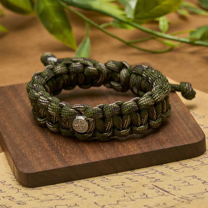 Vintage Style Durable Handcrafted Paracord St. Benedict Bracelet